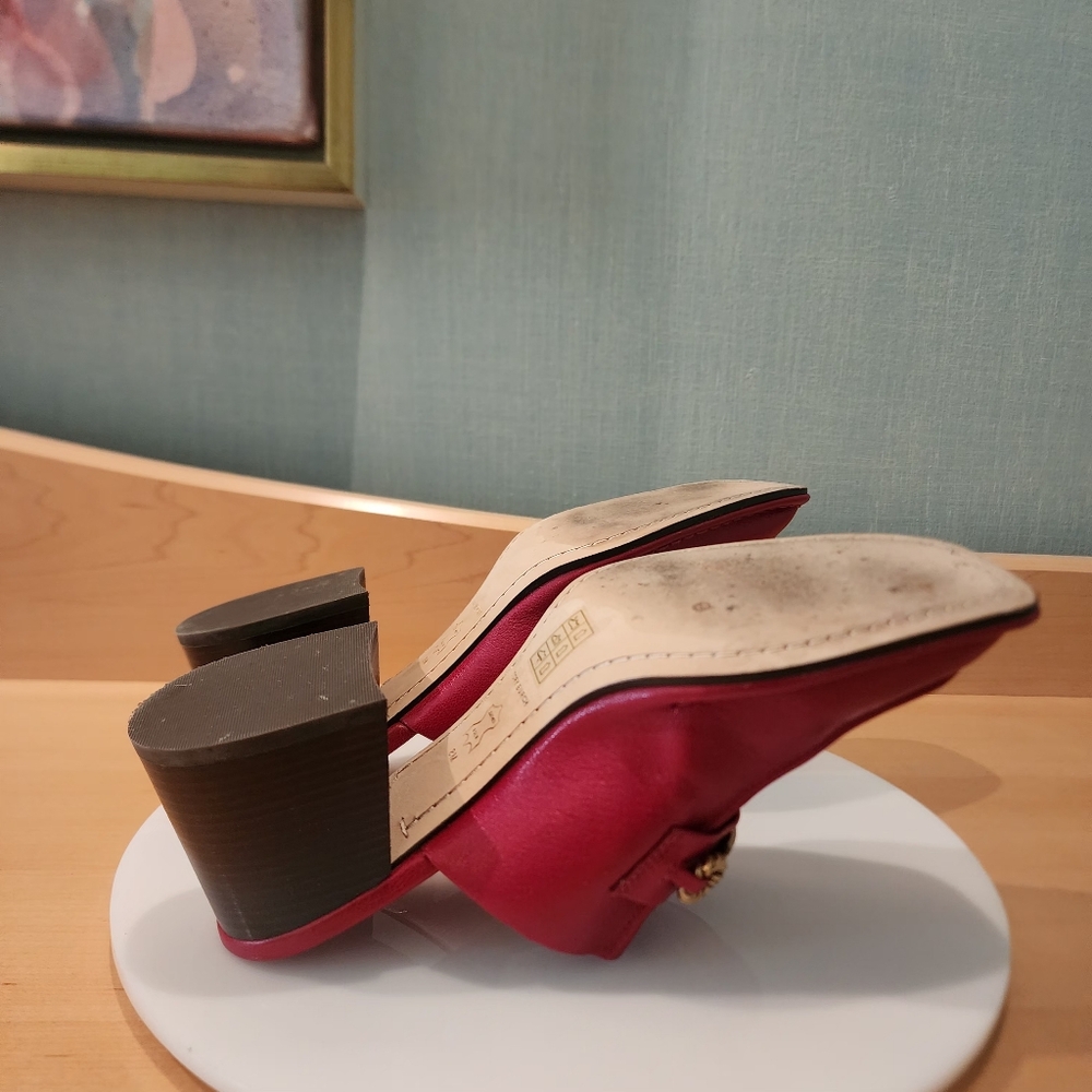 🔥Tory Burch | Red Perrine Mules with Gold Accents - Picture 11 of 17
